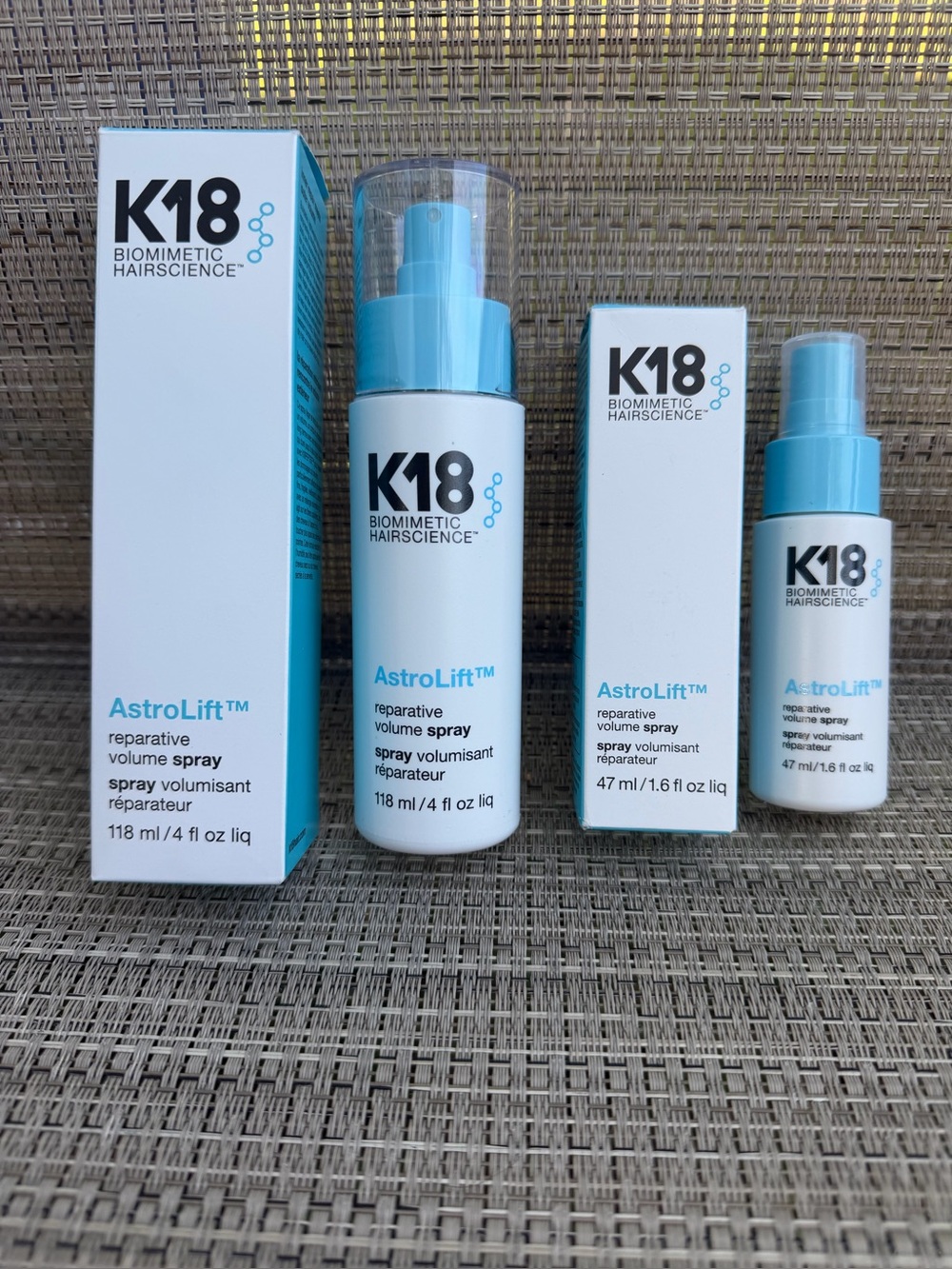 K18 AstroLift Reparative Volume Spray Set | Full Size 4 oz + Travel 1.6 oz | NEW